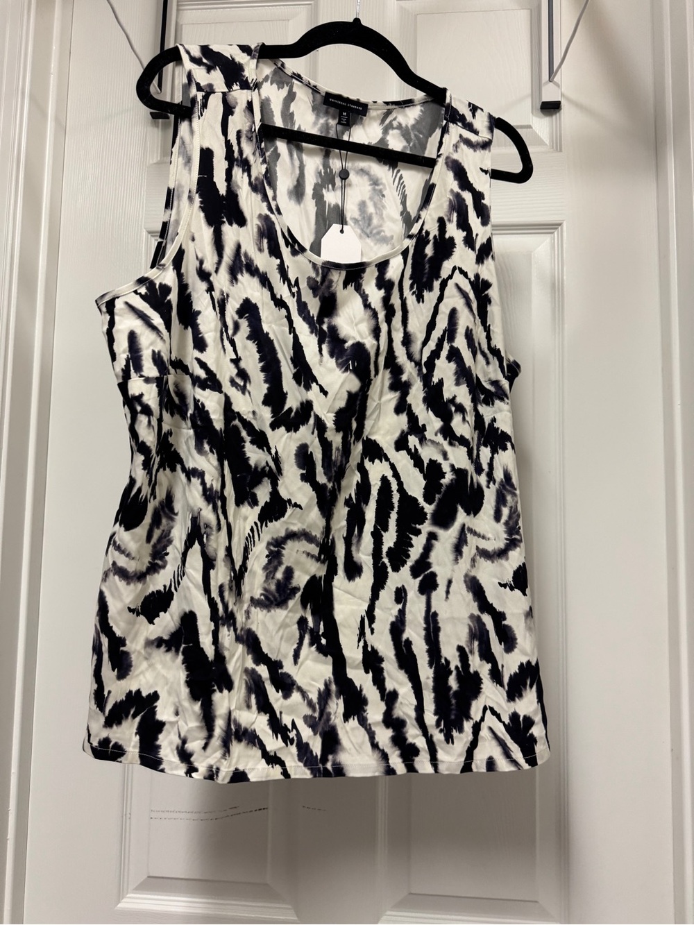 Universal Standard Black and White Abstract Cupro Print Tank